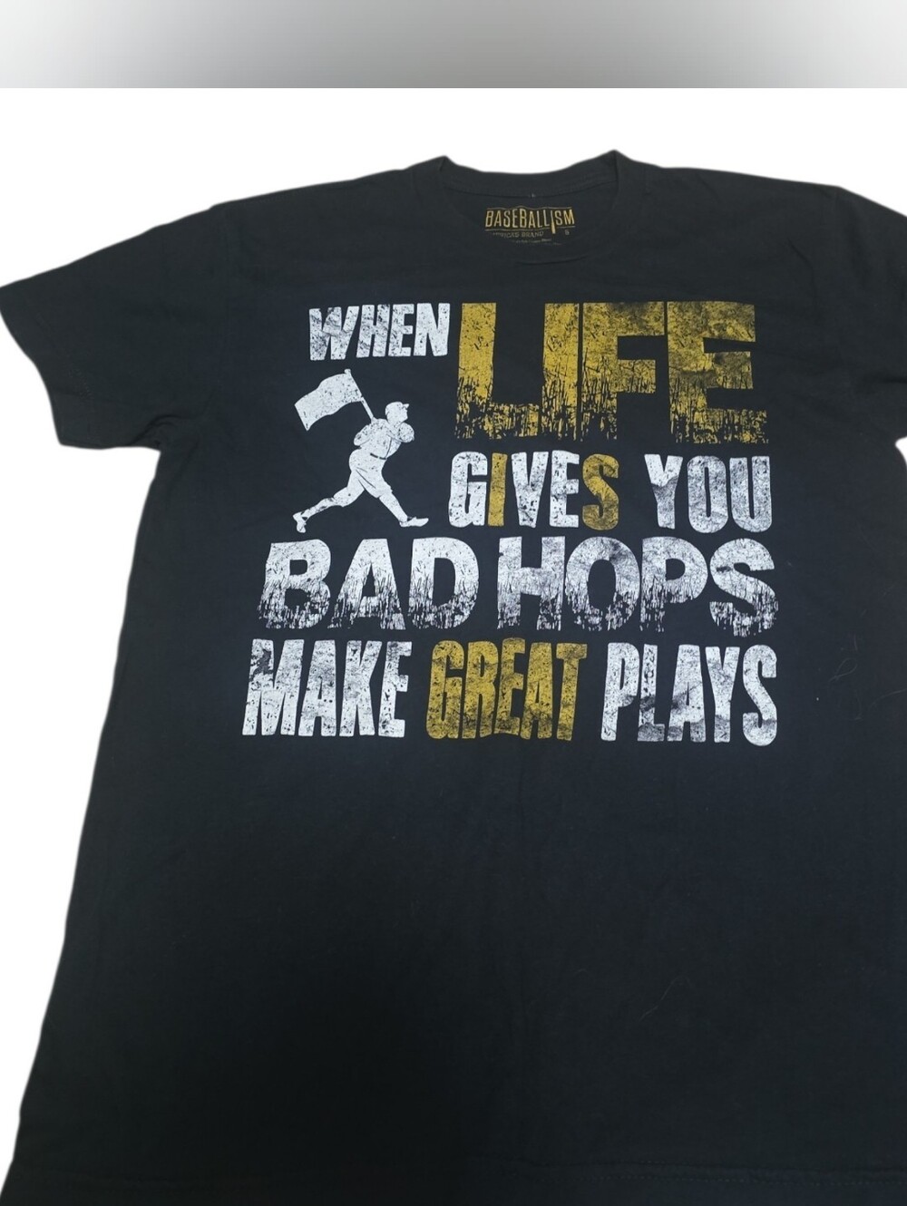 Baseballism Black Graphic Tee - 'When Life Gives You Bad Hops'